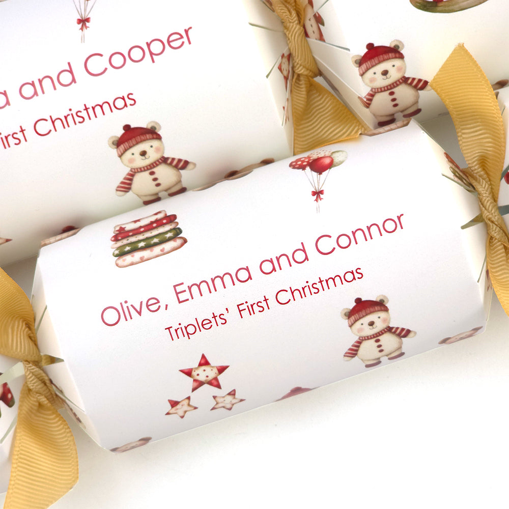 Personalised Triplets' 1st Christmas Crackers | Add Your Own Names | Minimum 4