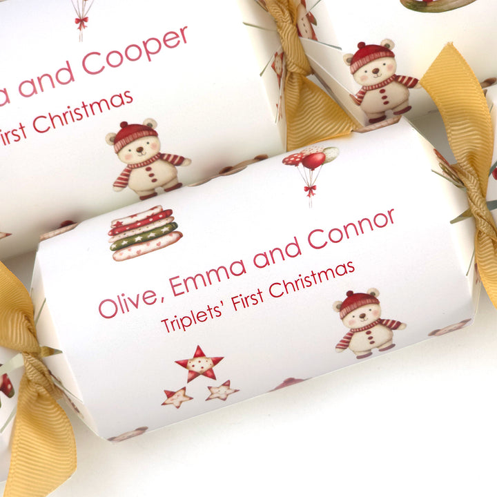 Personalised Triplets' 1st Christmas Crackers | Add Your Own Names | Minimum 4