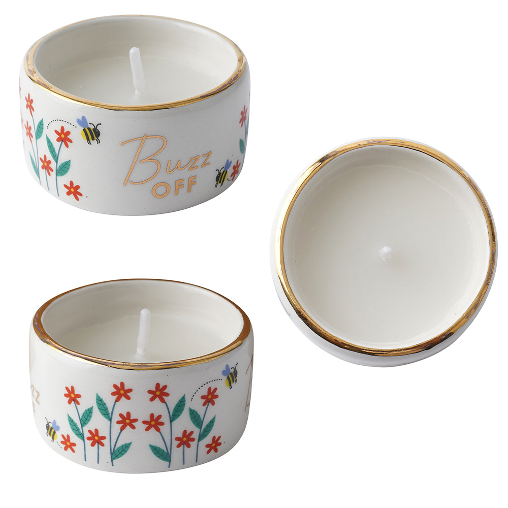 Buzz Off | Pretty Ceramic Citronella Tealight | Little Gift | Cracker Filler