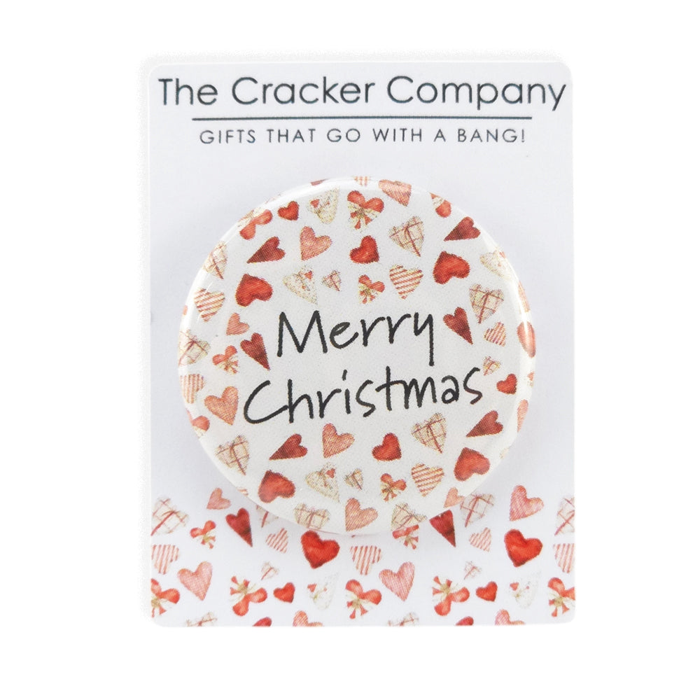 Skandi Hearts | Merry Christmas | 38mm Pin Badge | Little Gift | Cracker Filler