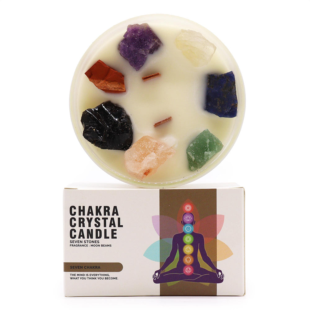 Large Chakra Crystal Candle | Seven Chakras | Moon Beams Fragrance | Mindfulness
