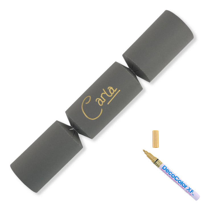 Deep Grey | 12 Personalise Your Own Crackers | Make &amp; Fill Your Own | With Pen