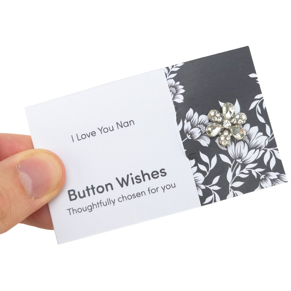 I Love You Nan | Diamante Flower | Button Wishes Sew On Token | Cracker Filler