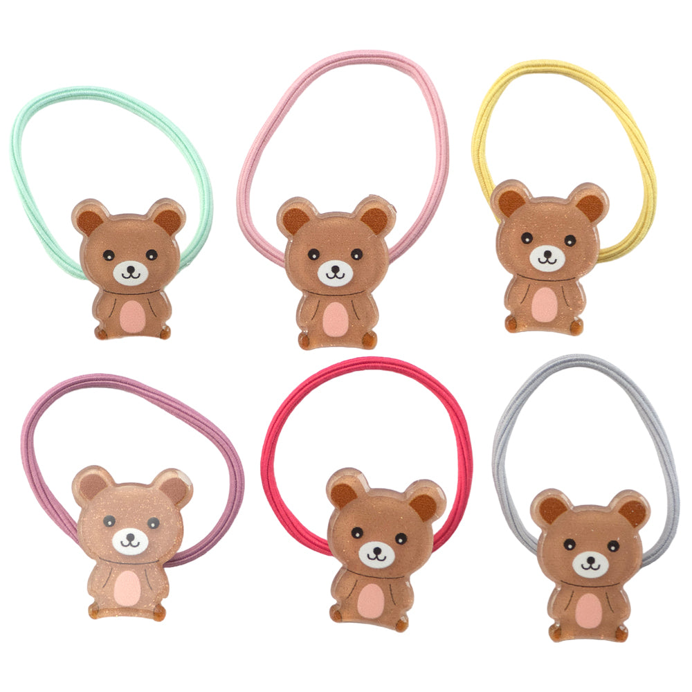 Teddy Bear Hair Bobble Elastics | Single 2-Pack | Little Gift | Cracker Filler