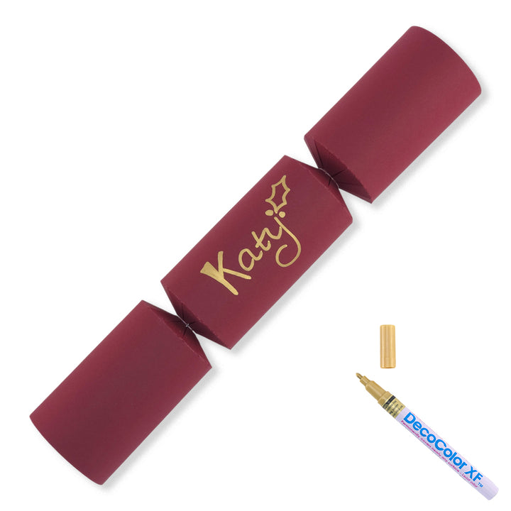 Burgundy Red | 12 Personalise Your Own Crackers | Make &amp; Fill Your Own With Pen