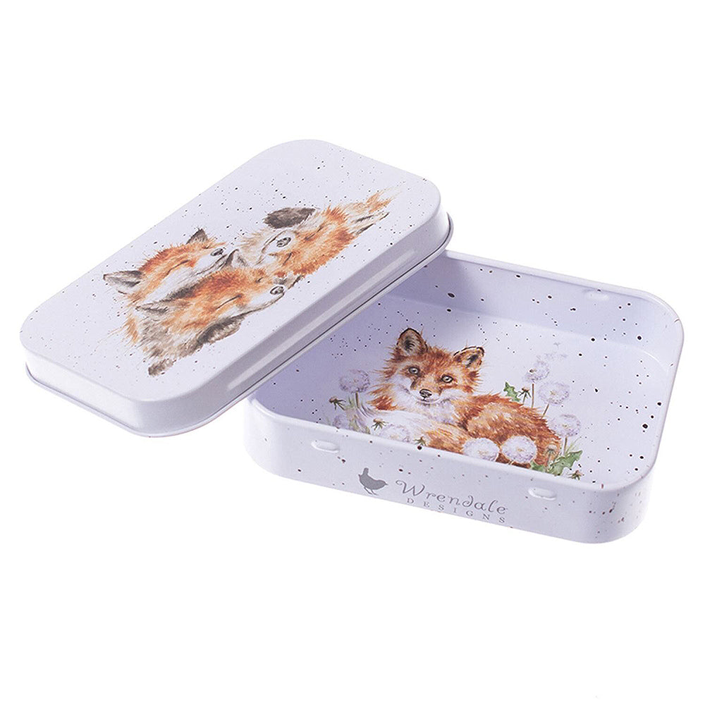 Cuddling Foxes | 9cm Wrendale Lidded Tin | Cracker Filler | Mini Gift