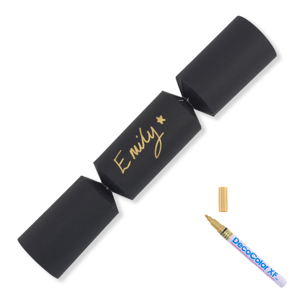 Black | 12 Personalise Your Own Crackers | Make &amp; Fill Your Own | With Pen