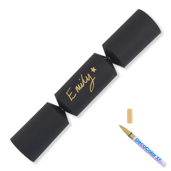 Black | 12 Personalise Your Own Crackers | Make &amp; Fill Your Own | With Pen