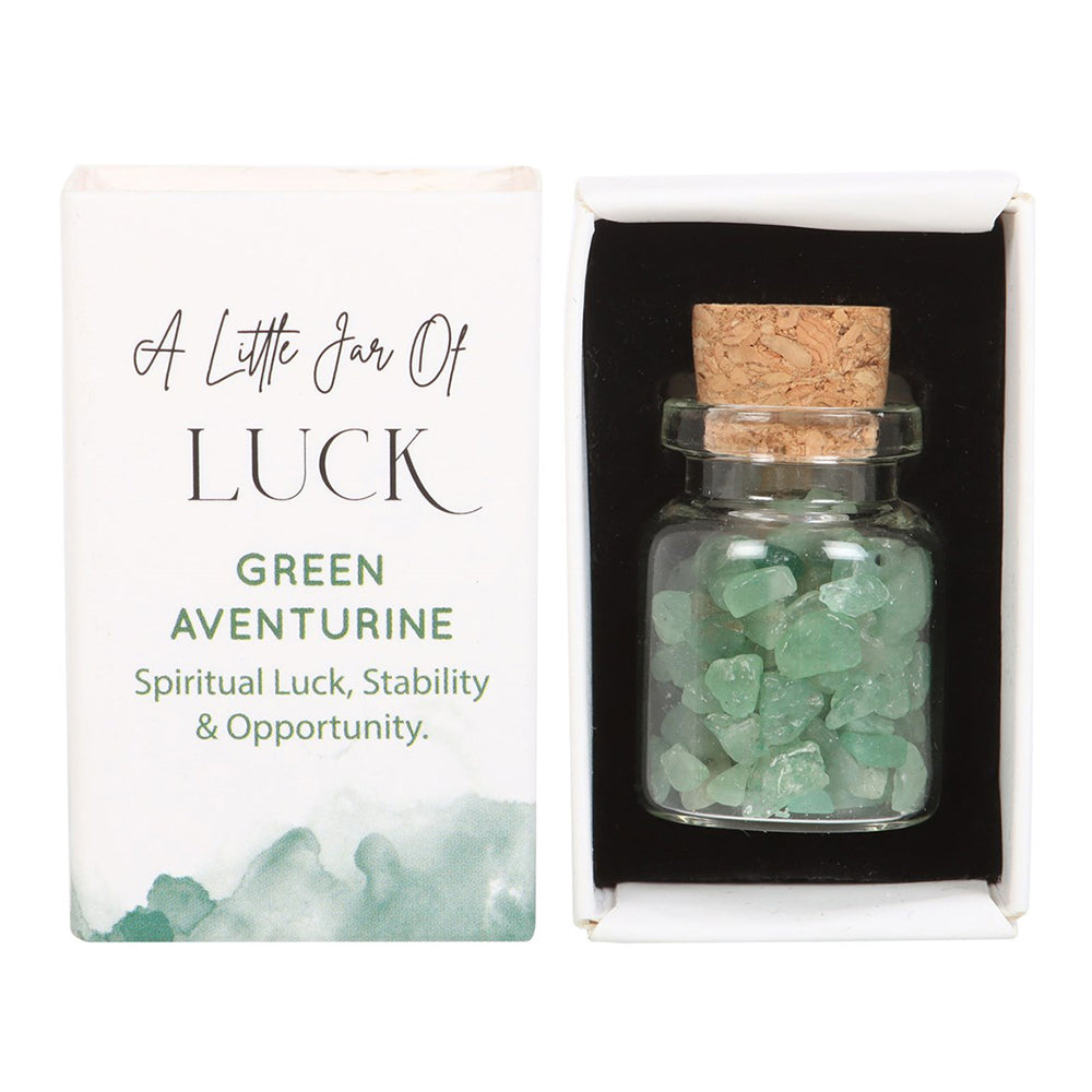 A Little Jar of Luck | Green Aventurine Crystals | Matchbox Gift | Cracker Filler
