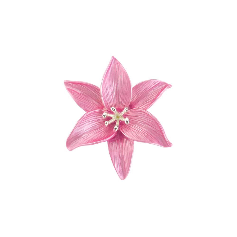 Lily Brooch | Pearlescent Pink | 3.8cm Wide | Little Gift | Cracker Filler