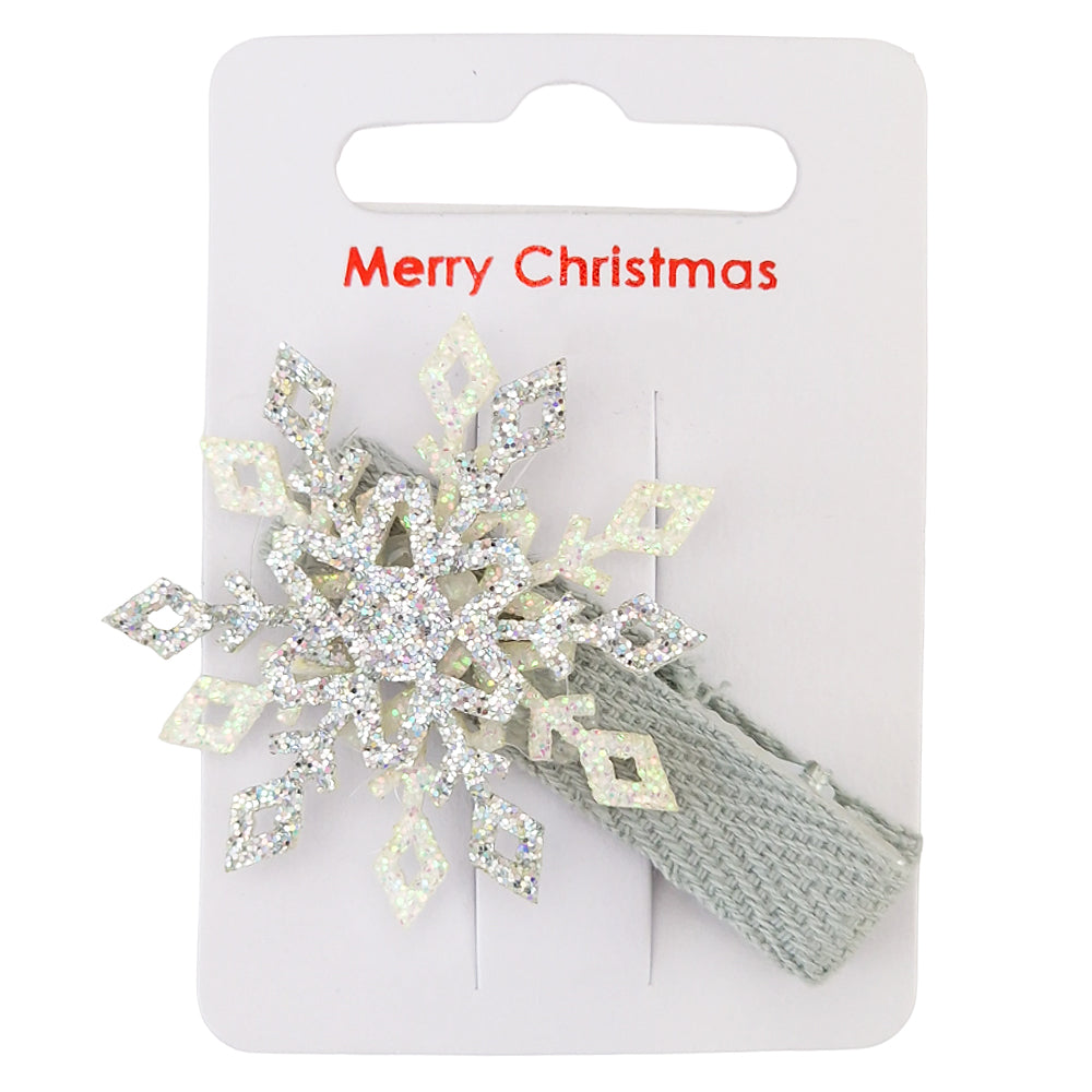 Silver | Glitter Snowflake Mini Hair Clip for Girls | Mini Gift | Cracker Filler