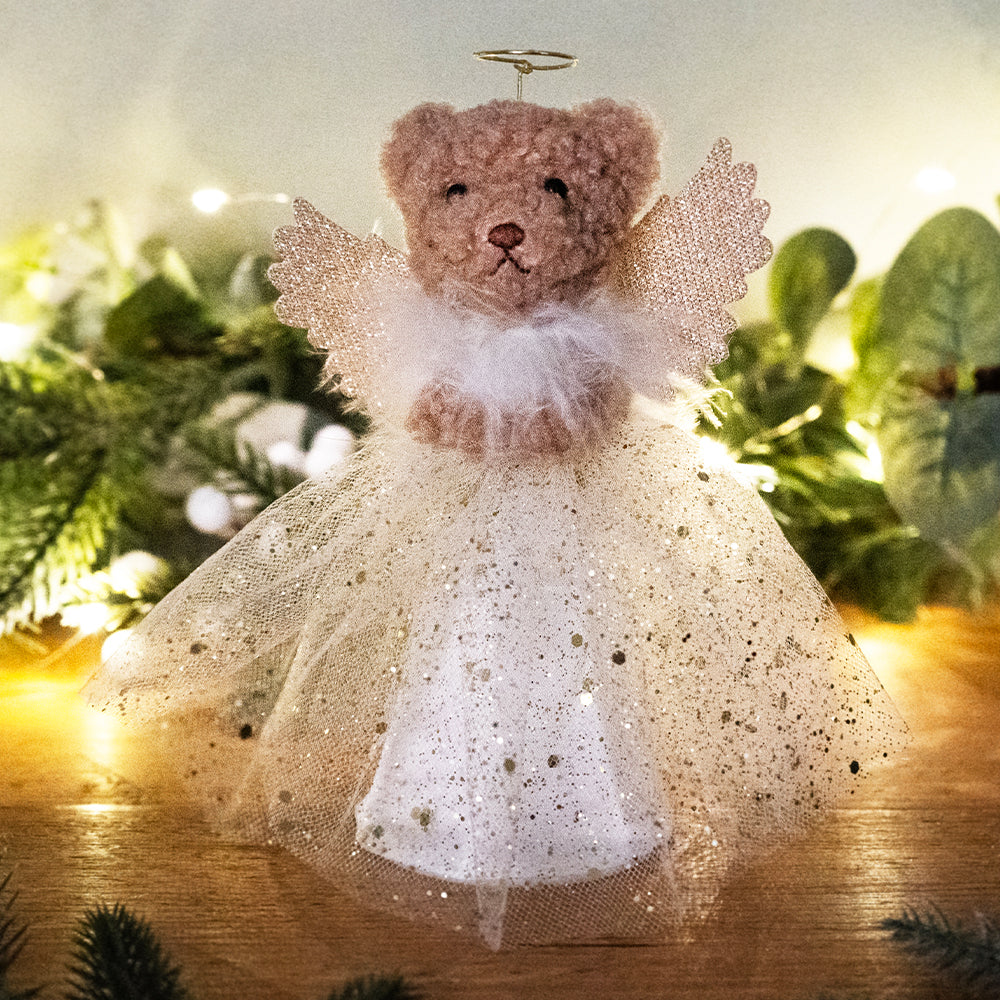 Gold | Teddy Bear Angel | Christmas Tree Topper  | 17cm Tall