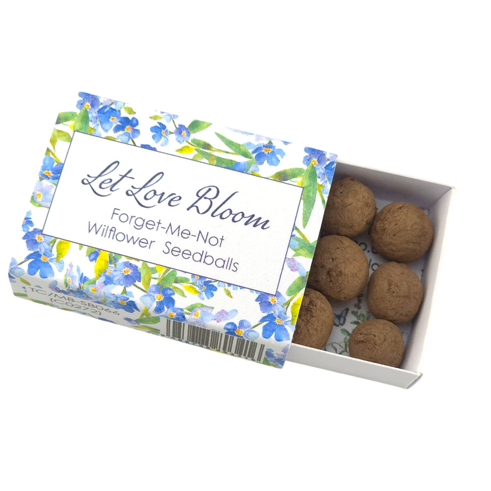 Let Love Bloom | Wedding | 6 Seedball Matchbox | Forget Me Nots | Cracker Filler
