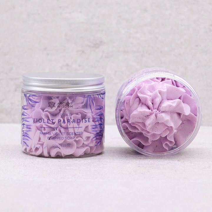 Violet Paradise Whipped Soap | Parma Violet Scented | Pale Purple | 120g