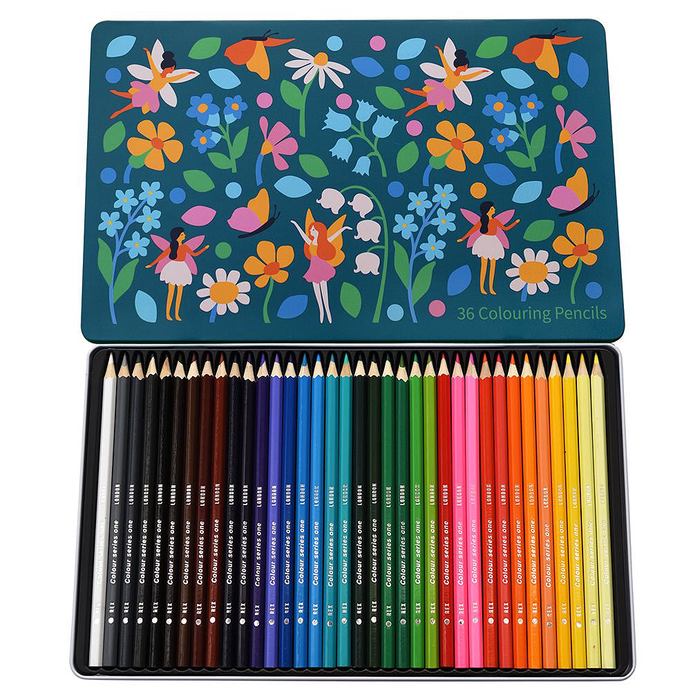 Garden Fairies | 36 Full Length Colouring Pencils in Tin | Gift for Girls