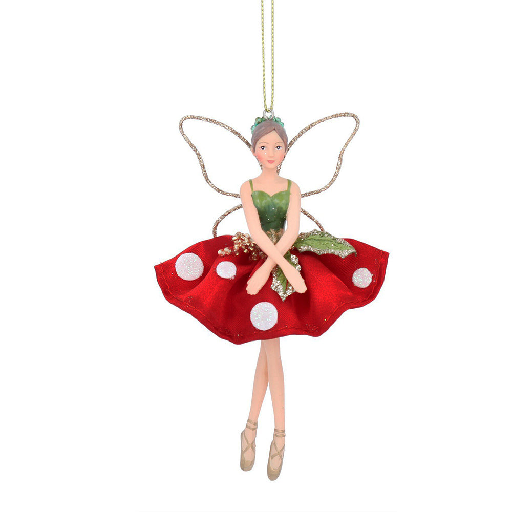 Arms Crossed | Woodland Toadstool Christmas Fairy | Hanging Decoration | Gisela Graham