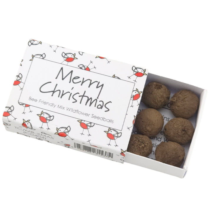 Chirpy Robin | Merry Christmas | Bee Mix 6 Seedballs | Cracker Filler Mini Gift