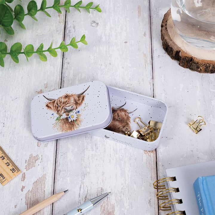 Highland Cow | 9cm Wrendale Lidded Tin | Cracker Filler | Little Gift