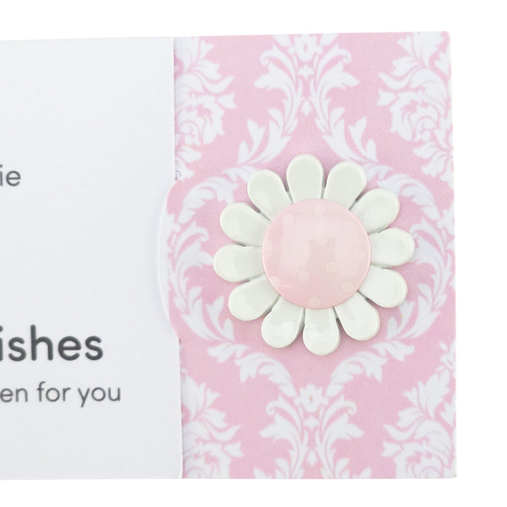 Best Auntie | Pink Daisy | Button Wishes Sew On Token | Cracker Filler