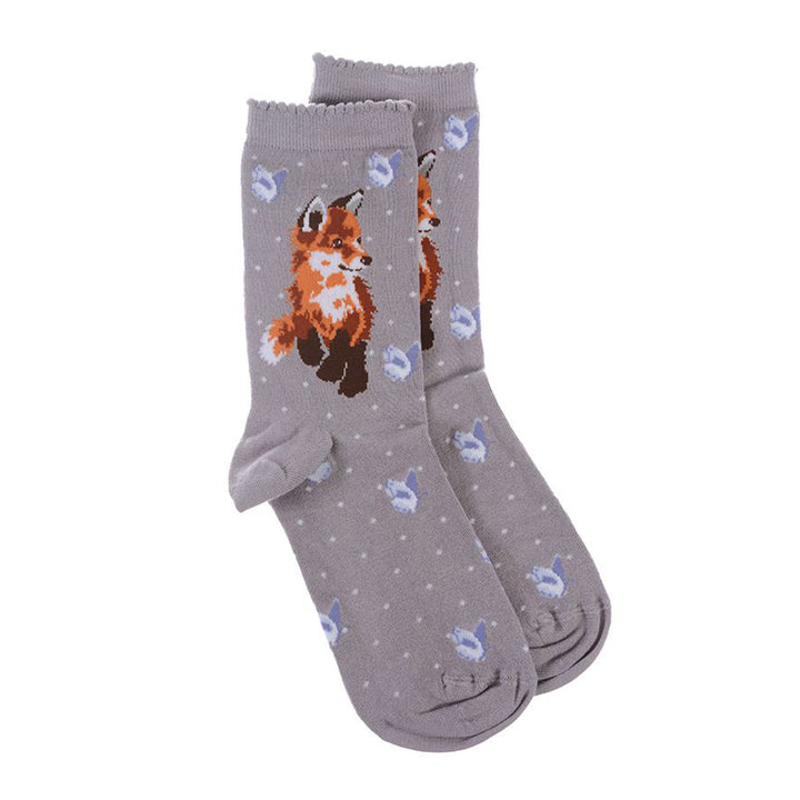 Snowtime Fox | Ladies Supersoft Bamboo Socks | One Size | Wrendale Designs