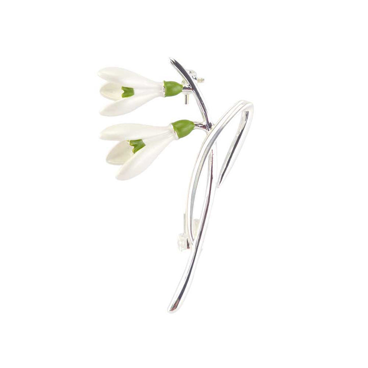 White Snowdrop Brooch | 4.5cm Long | Little Gift | Cracker Filler