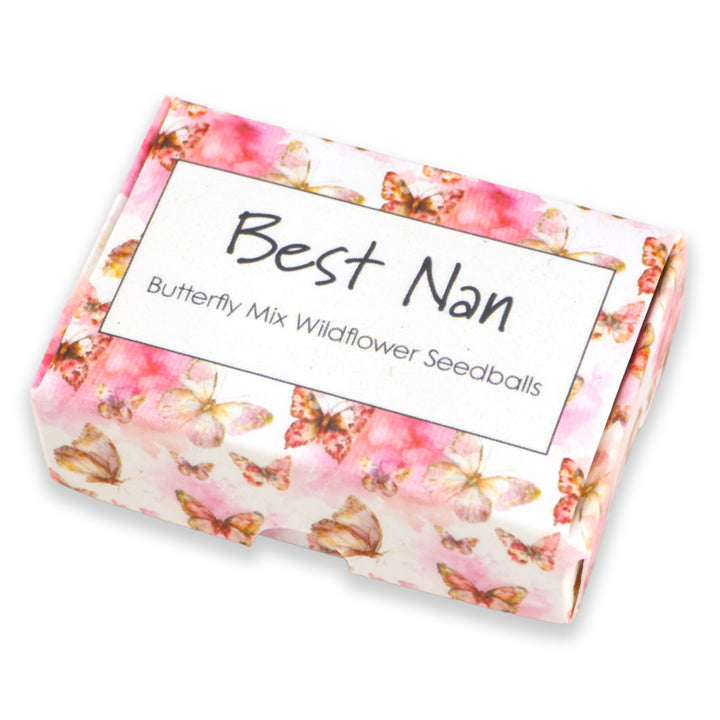 Best Nan | 6 Seedball Matchbox | Butterfly Mix | Cracker Filler | Little Gift