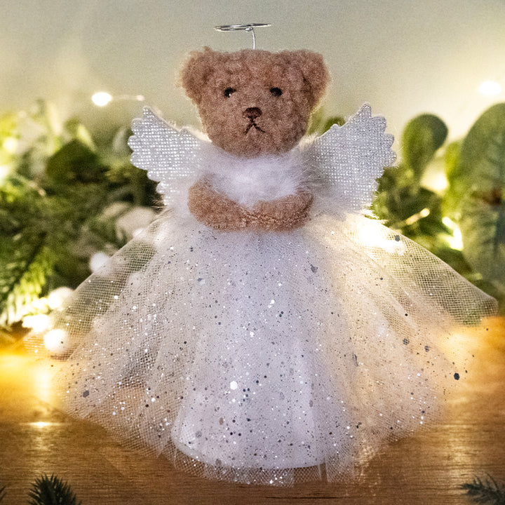 Silver | Teddy Bear Angel | Christmas Tree Topper  | 17cm Tall