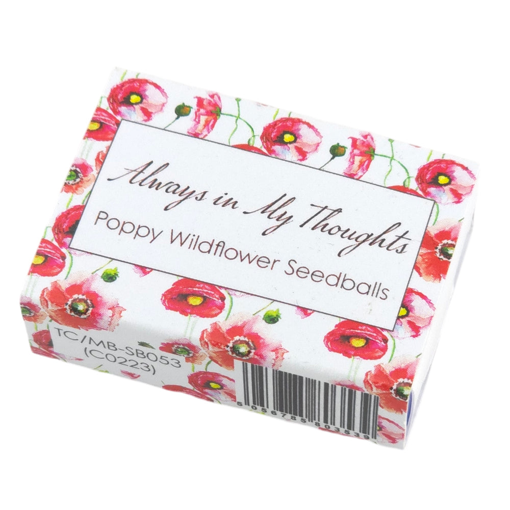 Always in My Thoughts | 6 Seedball Box | Poppies | Cracker Filler | Little Gift