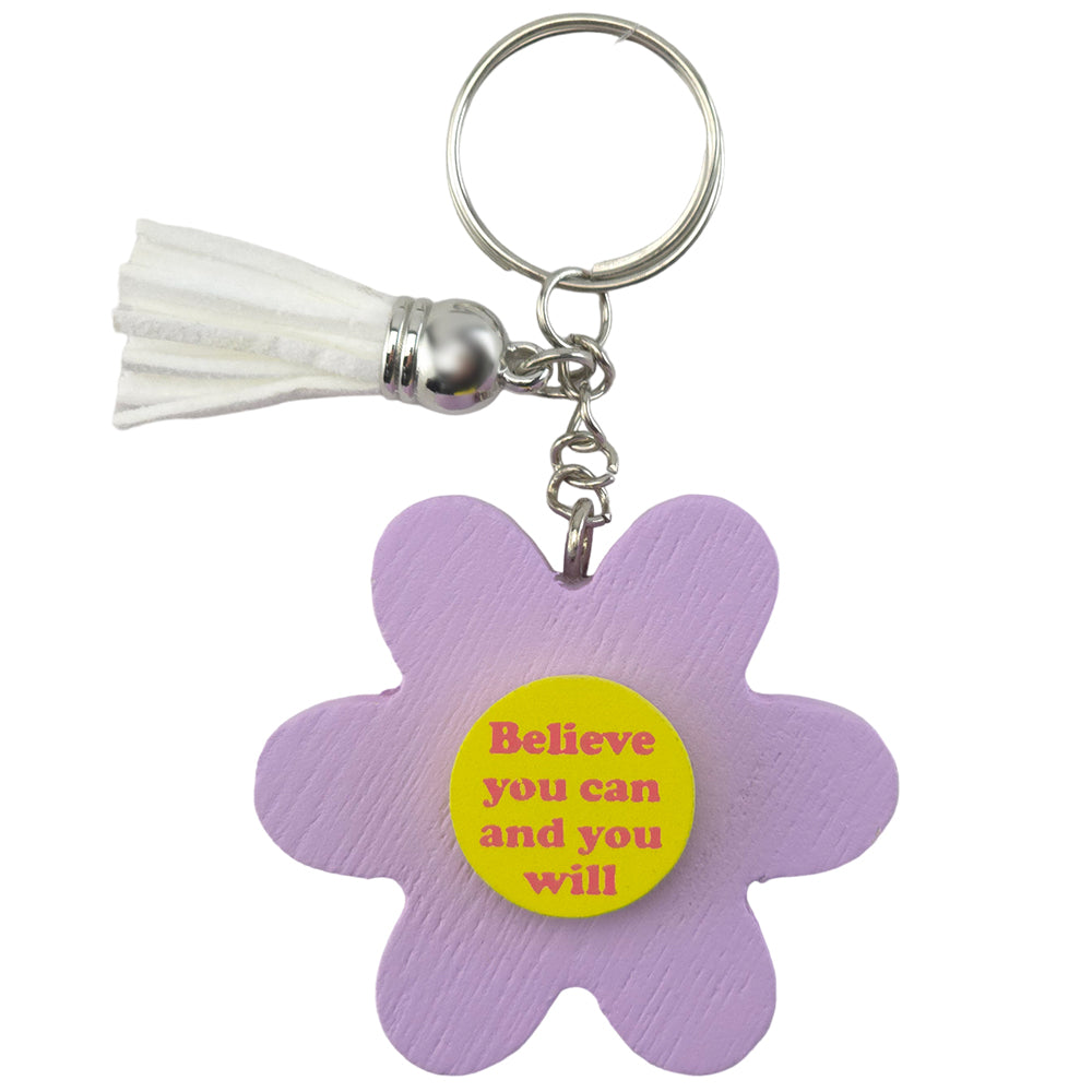 BELIEVE YOU CAN | Retro Flower Keyring & Tassel | Mini Gift | Cracker Filler