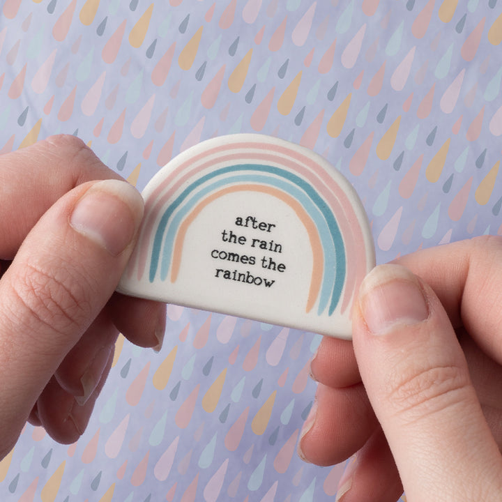 After the Rain Comes the Rainbow | Ceramic Token | Little Gift | Cracker Filler