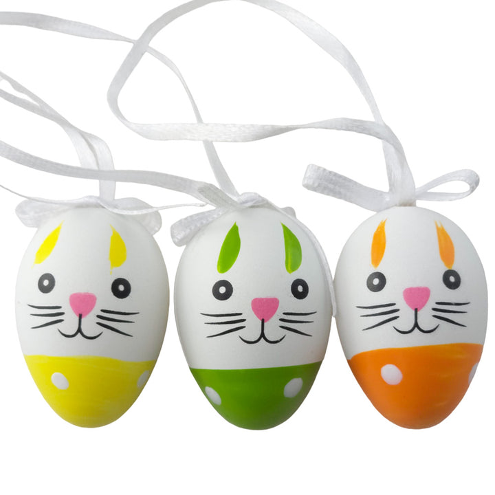 Cute Bunny Eggs | 12 Hanging Easter Tree Decorations | 4cm Tall