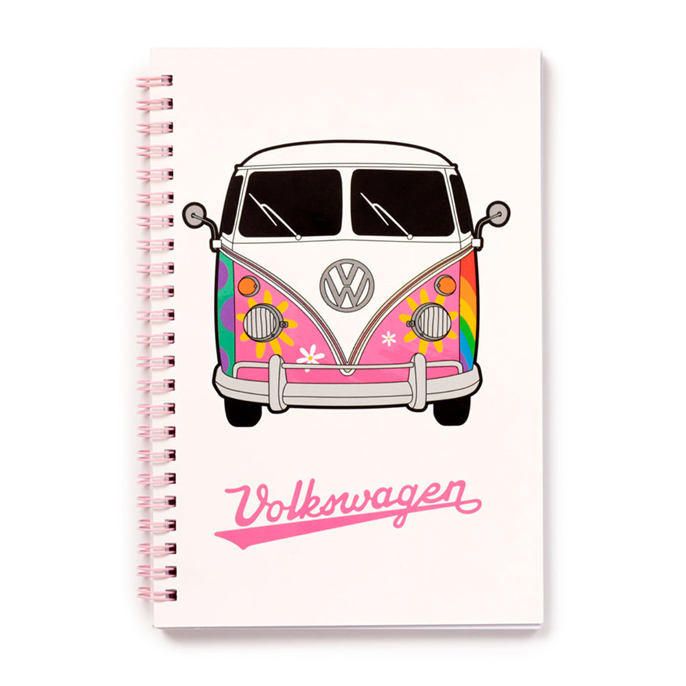 Pink Volkswagen Camper Notebook | Spiral Bound A5 | Gift for Ladies