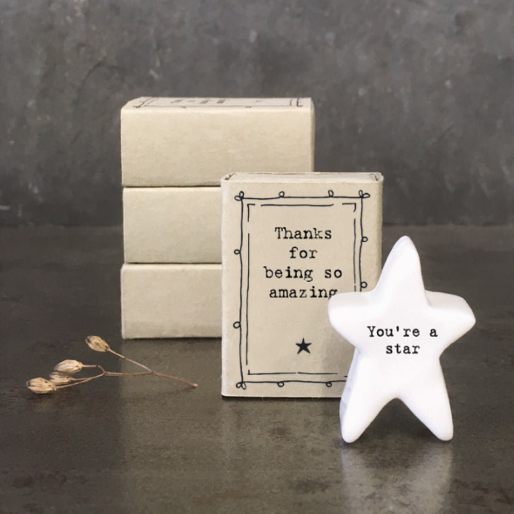 Thanks For Being So Amazing | Ceramic Star | Cracker Filler | Matchbox Little Gift