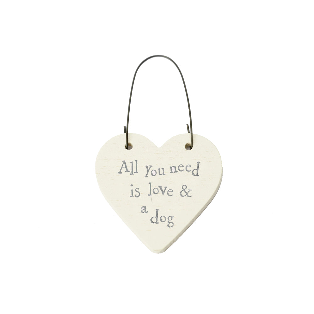 Love & A Dog - Mini Wooden Hanging Heart | Cracker Filler | Mini Gift
