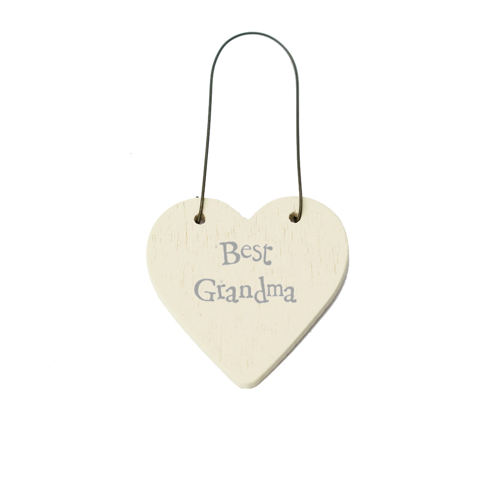 Best Grandma - Mini Wooden Hanging Heart | Cracker Filler | Mini Gift