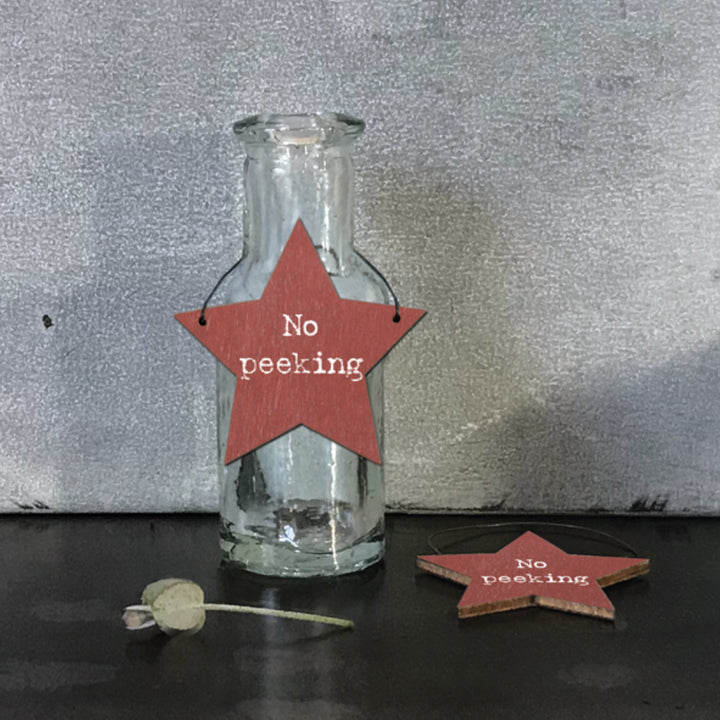 No Peeking - Mini Wooden Hanging Star | Cracker Filler | Mini Gift