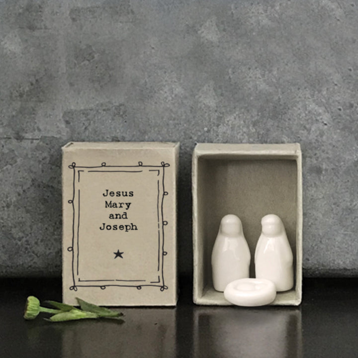 Jesus Mary and Joseph | Ceramic Nativity | Cracker Filler | Matchbox Little Gift