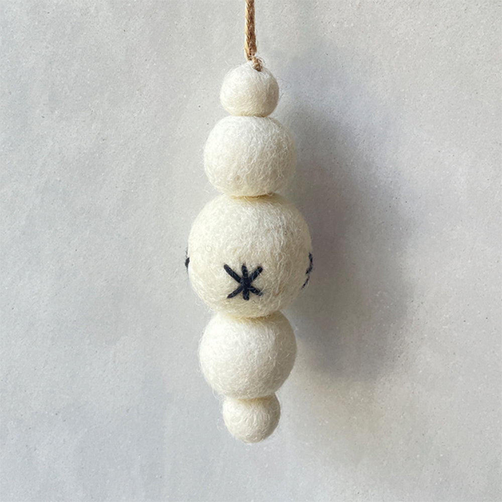 Handmade Felted Droplet Style Christmas Tree Bauble | Natural White | 9.5cm