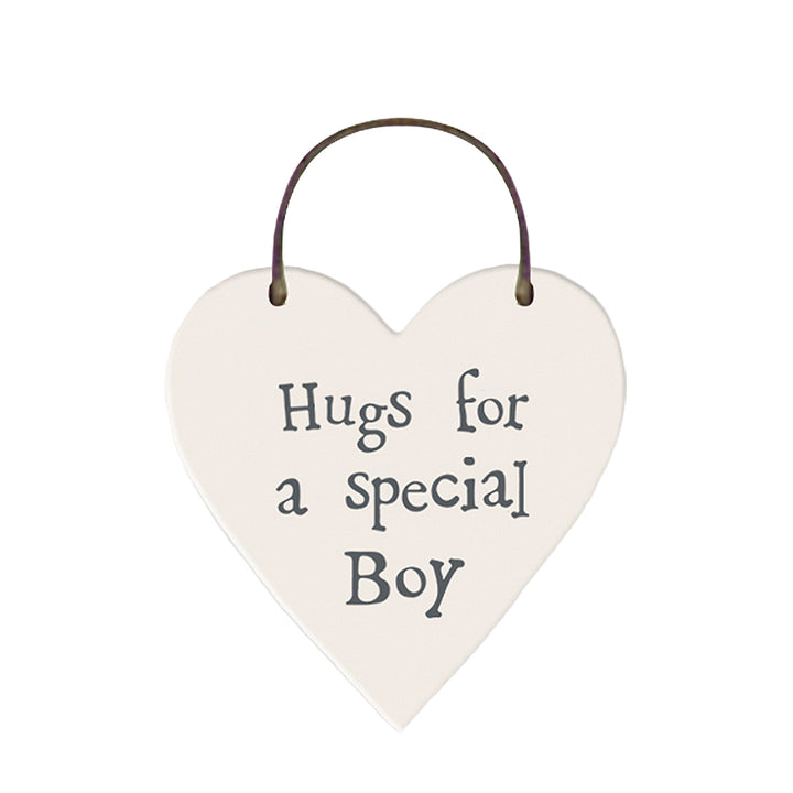 Hugs For A Special Boy Mini Wooden Hanging Heart | Cracker Filler | Mini Gift