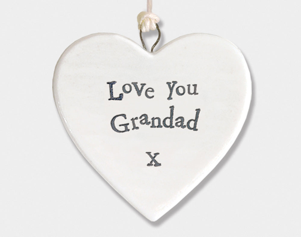 Love You Grandad Hanging Porcelain Heart | Cracker Filler | Mini Gift