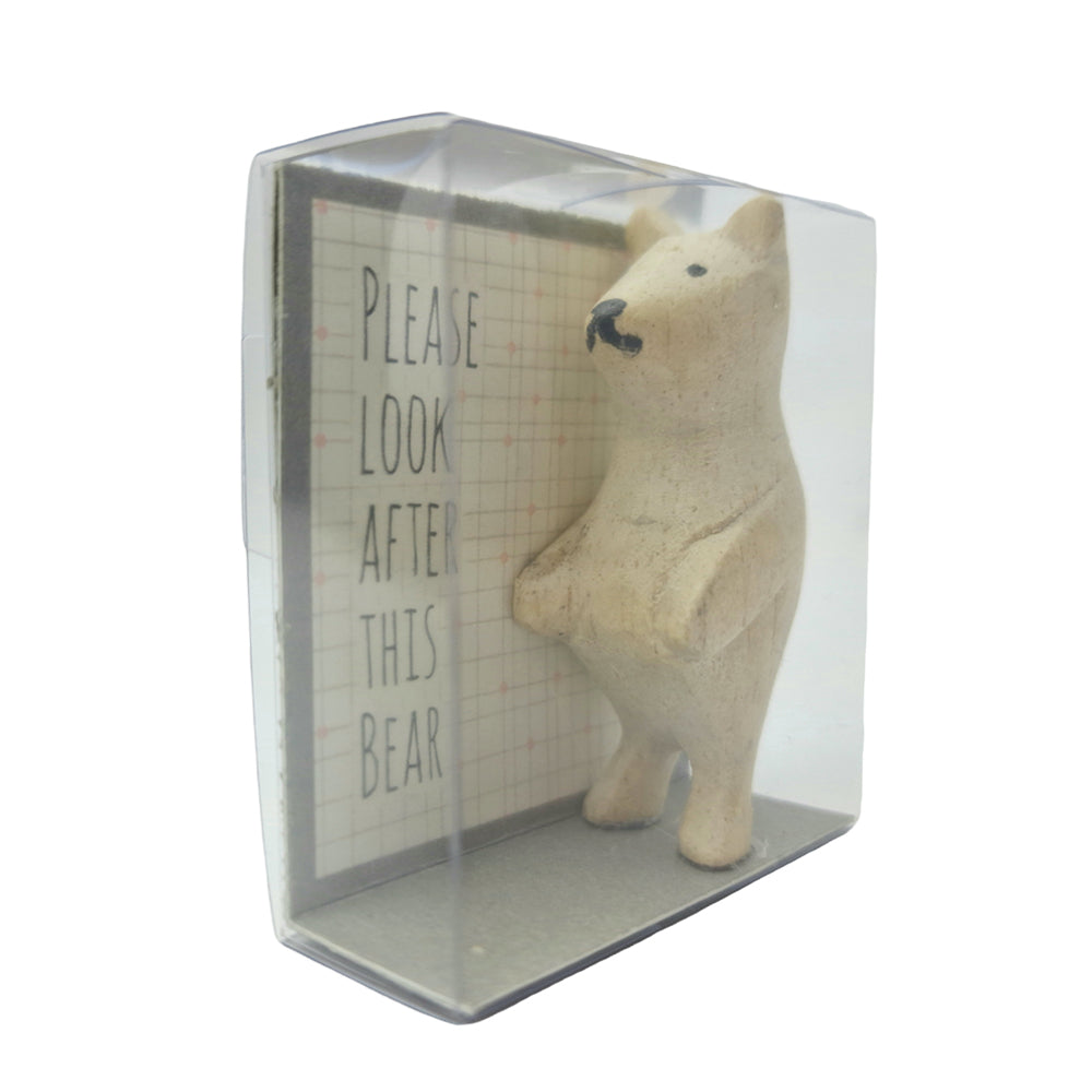 4cm Wooden Bear Boxed | Please Look After This Bear | Cracker Filler | Mini Gift