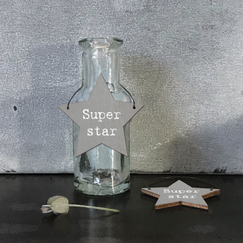 Mini Grey Wooden Hanging Heart | Super Star | Cracker Filler | Mini Gift