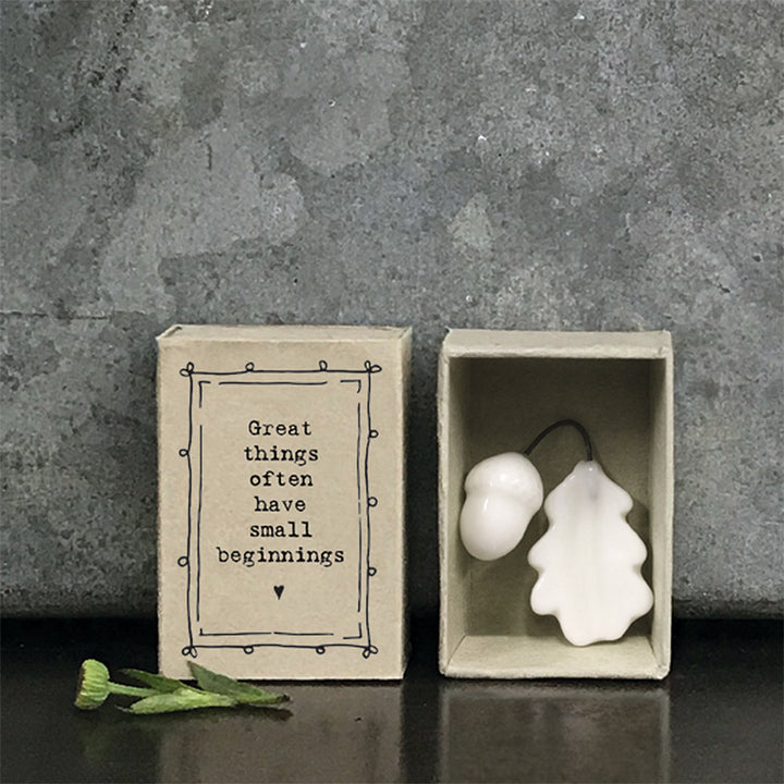 Small Beginnings | Acorn & Oak Leaf Ceramic Ornament | Cracker Filler | Mini Gift