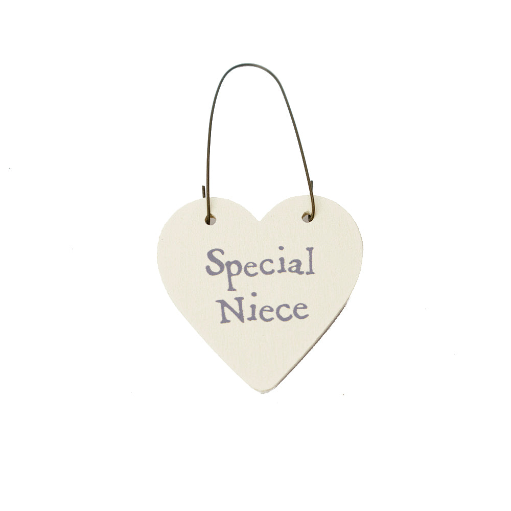 Special Niece - Mini Wooden Hanging Heart | Cracker Filler | Mini Gift