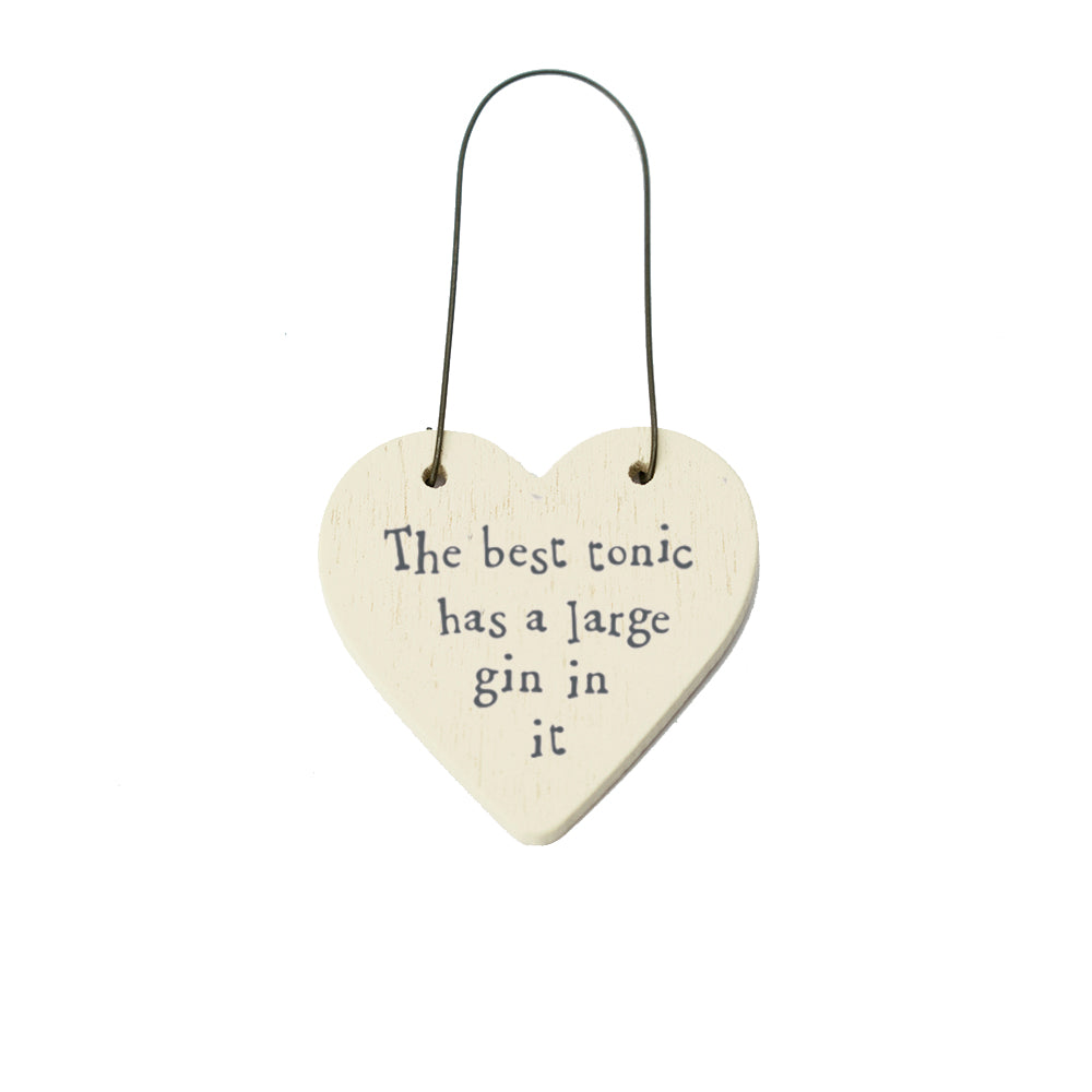 The Best Tonic Has a Large Gin In It Mini Wooden Hanging Heart | Cracker Filler | Mini Gift