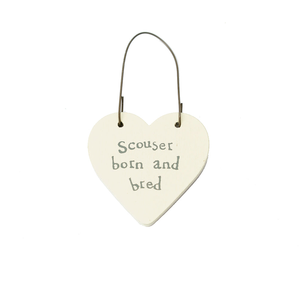 Scouser Born & Bred - Mini Wooden Hanging Heart | Cracker Filler | Mini Gift