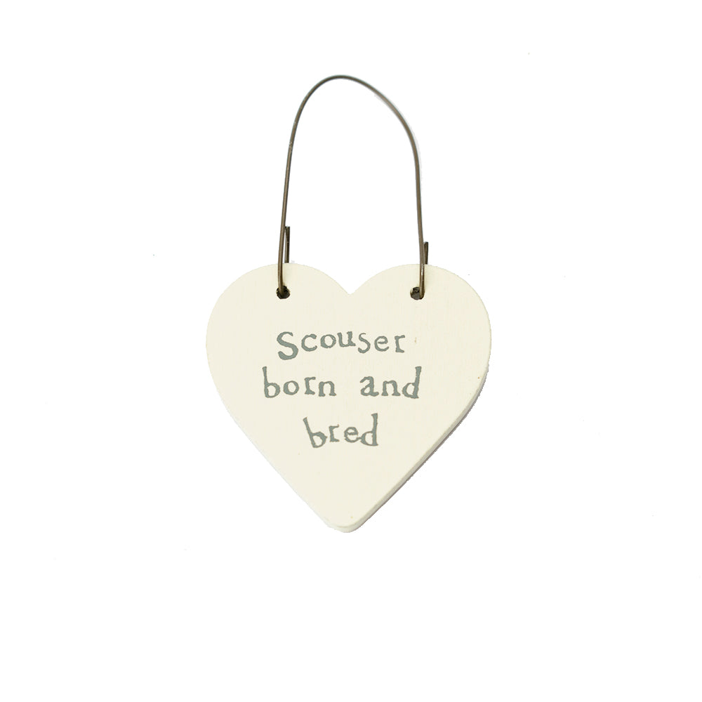 Scouser Born & Bred - Mini Wooden Hanging Heart | Cracker Filler | Little Gift