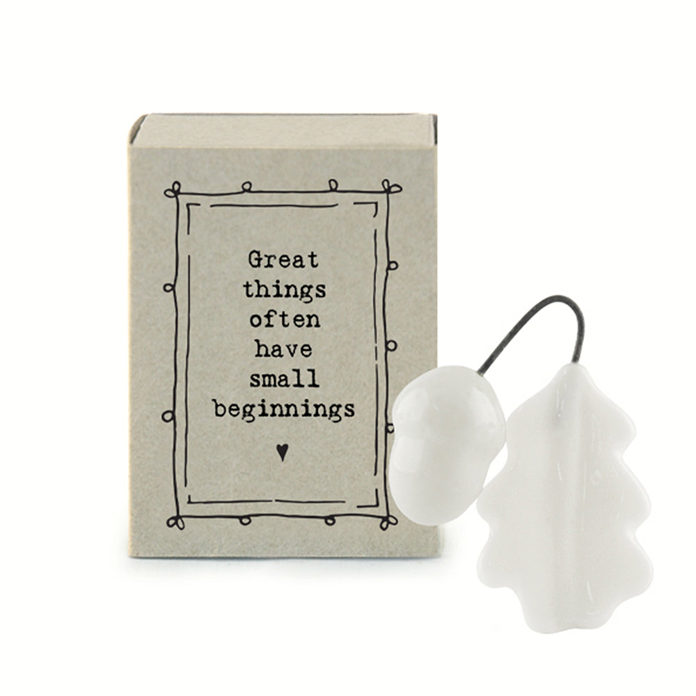 Small Beginnings | Acorn & Oak Leaf Ceramic Ornament | Cracker Filler | Mini Gift