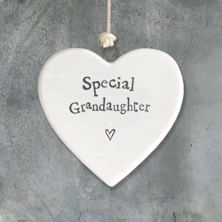 Ceramic Heart Hanging Decoration | Special Granddaughter | Cracker Filler | Mini Gift