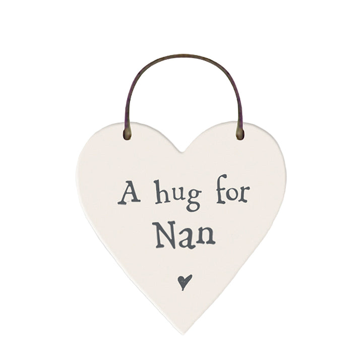 A Hug For Nan Mini Wooden Hanging Heart | Cracker Filler | Mini Gift